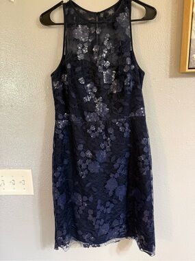 ANTONIO MELANI Navy Floral Lace Midi Dress